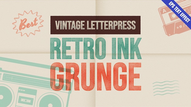 Vintage Letterpress Retro Ink Grunge Text Effect Authentic Nostalgic Touch Typography Design