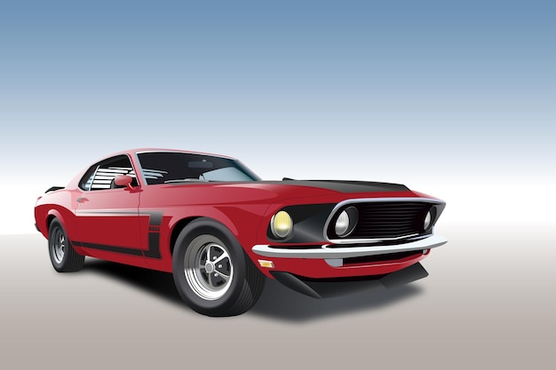 vintage muscle car premium vector illustration