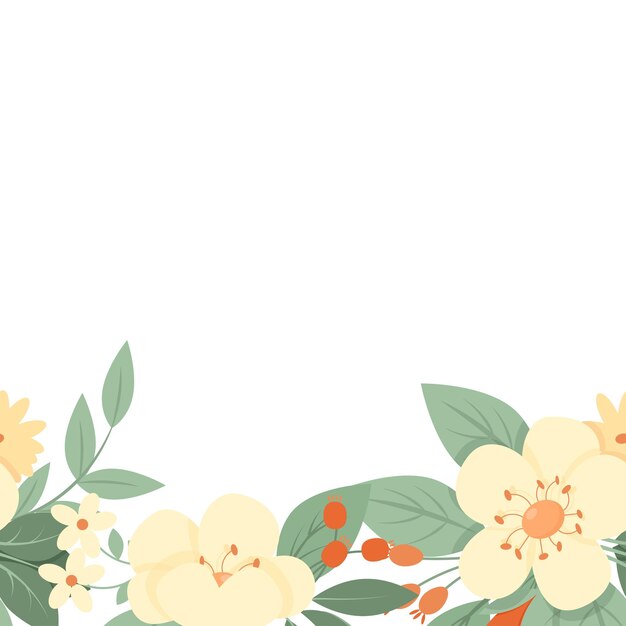 Vintage seamless border of flowers and leaves