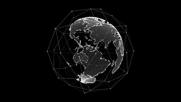 Virtual planet Earth with particles and lines Network connection big data Abstract technology background
