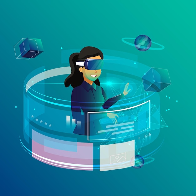 Virtual reality concept landing page Free Vector