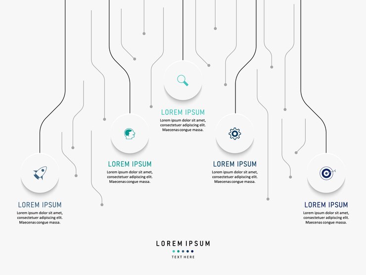 Vektor visualisering av forretningsdata. prosessdiagram. abstrakte elementer av graf, diagram med trinn, alternativer, deler eller prosesser. forretningsmal. kreativt konsept for infografikk.