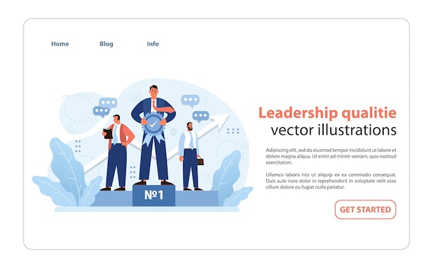 visualization of leader qualities portraying authority and teamwork with a confident figure standing