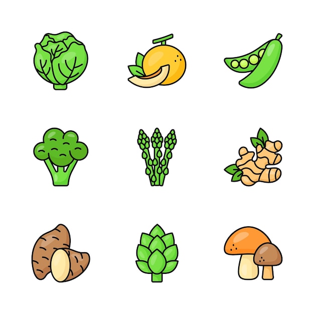 visually appealing fruit and vegetable vector set ready for premium use