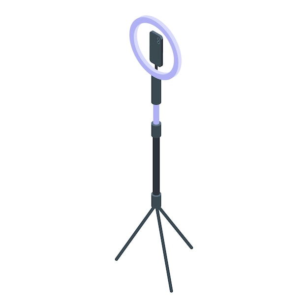 Vlogger light ring icon isometric vector Podcast mic Show marketing