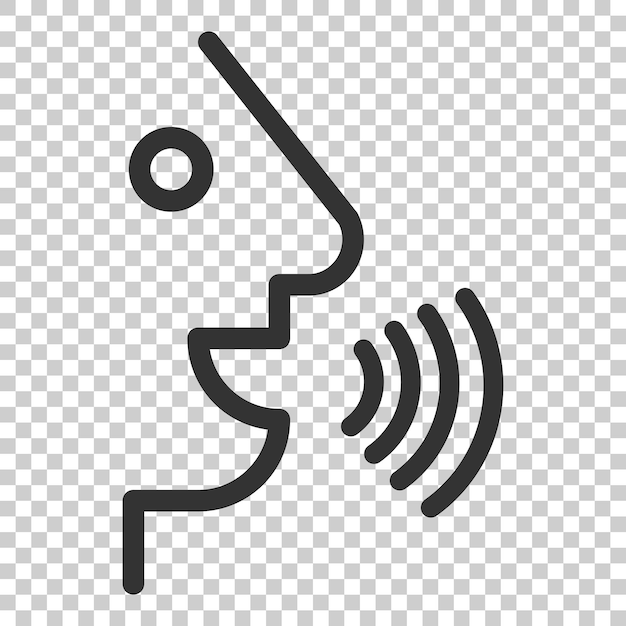 voice command with sound waves icon in flat style speak control vector illustration on isolated background speaker people business concept