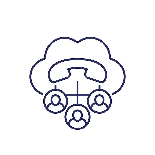 Voip telephony calls line icon vector