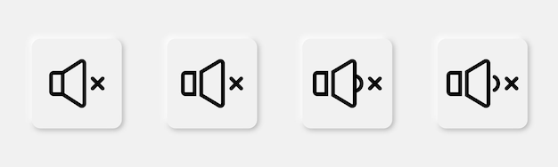Volume icon set Mute icon in line Outline speaker sign in black Mute symbol Sound sign in line