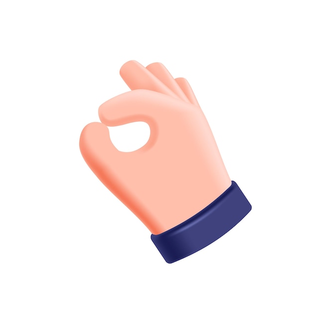 volumetric hand icon showing an ok sign, all right, great. vector 3d illustration of the ok symbol isolated on a white background