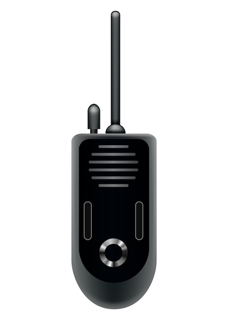 Walkie talkie icon for industrial use Portable radio transceiver Travel black portable mobile device Vector illustration isolated on white background