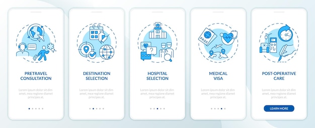 Walkthrough medical tourism with linear icons