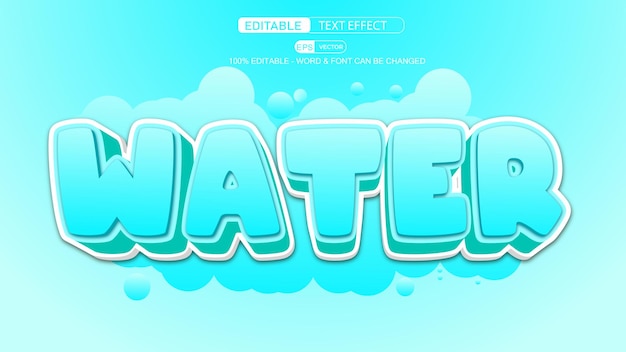 Water 3d editable text effect vector template