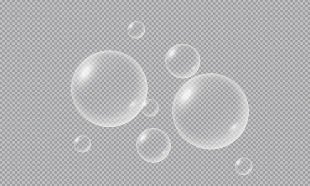 water bubbles collection isolated on transparent background