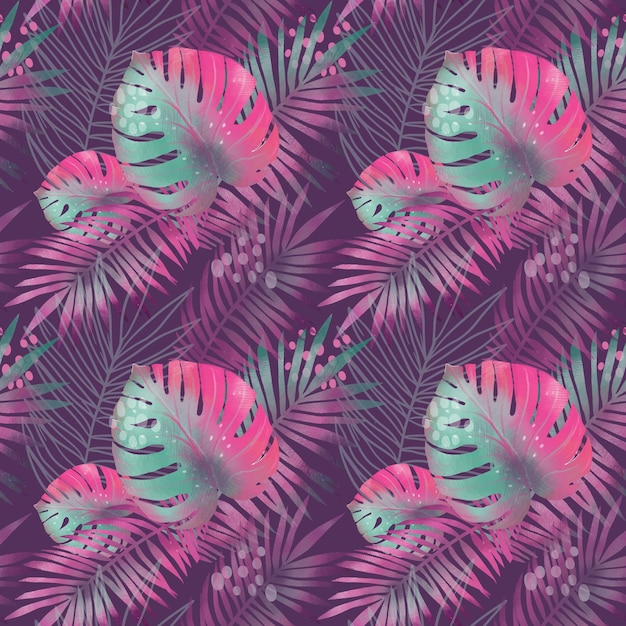 watercolor colorful tropical floral pattern