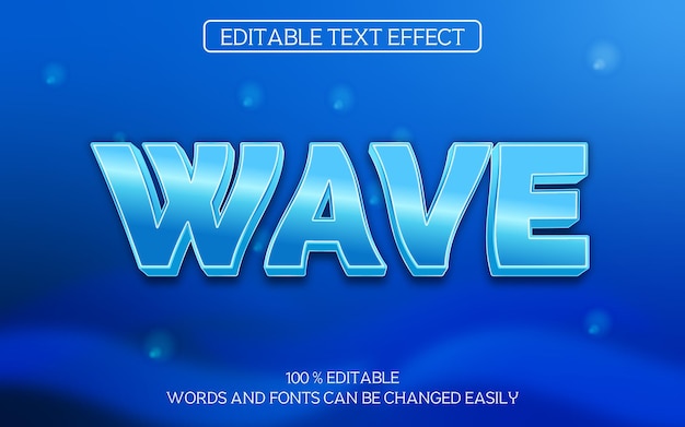 Wave 3d editable Vector text effect with water theme