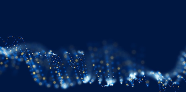 Wave of blue particles Abstract technology flow background Future vector illustration