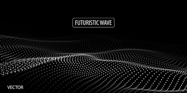 wave of particles abstract background with a dynamic wave big data vector illustration