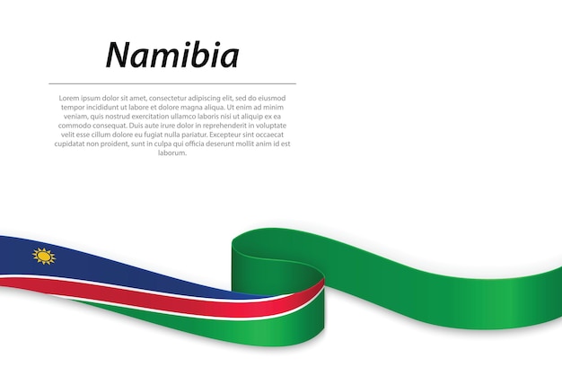 Waving ribbon or banner with flag of Namibia Template for independence day poster design
