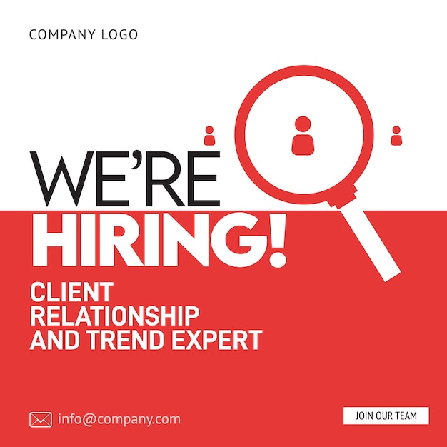 We're Hiring Post, career, job, business, opportunity, social post.