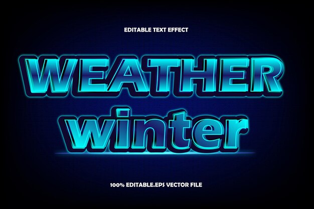Weather Winter Editable Text Effect 3D Emboss Gradient Style