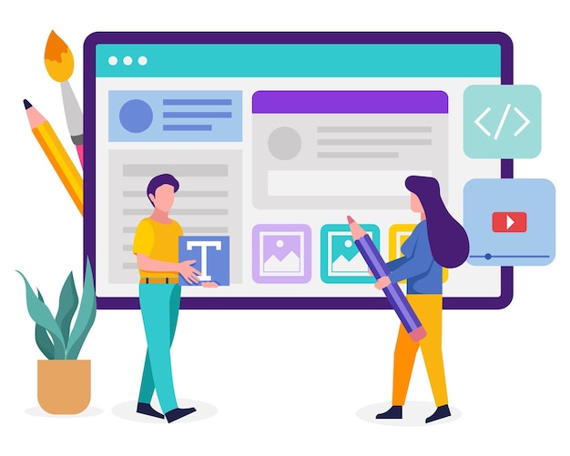 Web designing team designing web template