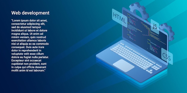 web development programming languages on the background of a laptop with written code