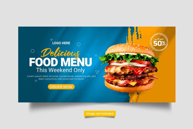 webbanner-maldesign for markedsføring av matvarevirksomhetHurtigmatrestaurantmeny markedsføring i sosiale medier