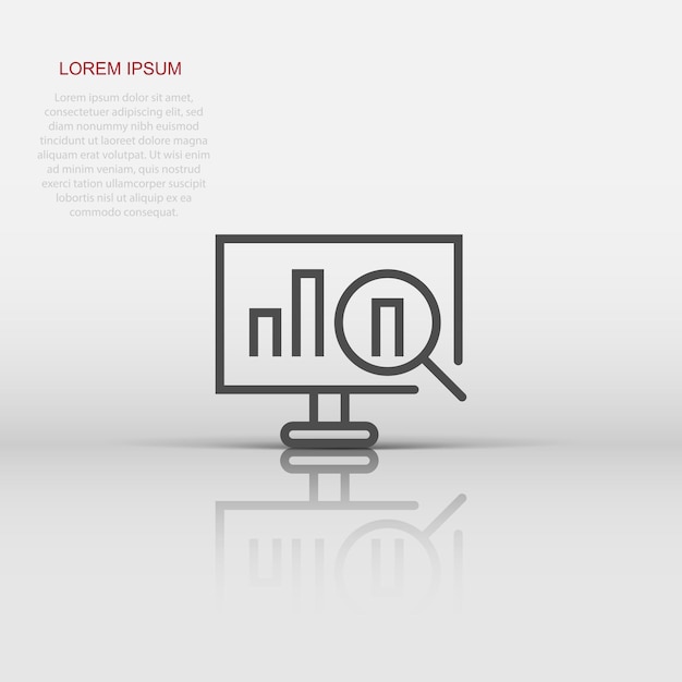 Website analytics icon in flat style SEO data vector illustration on white isolated background Computer diagram business concept
