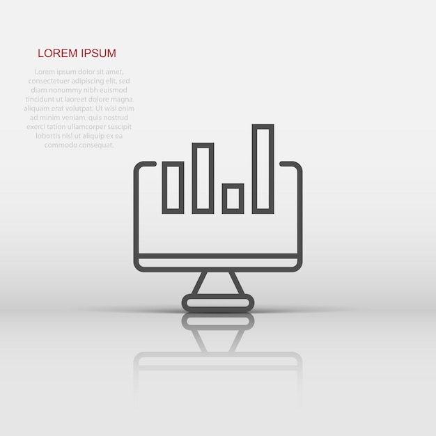 Website analytics icon in flat style SEO data vector illustration on white isolated background Computer diagram business concept