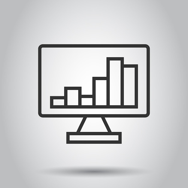 Website analytics icon in flat style SEO data vector illustration on white isolated background Computer diagram business concept