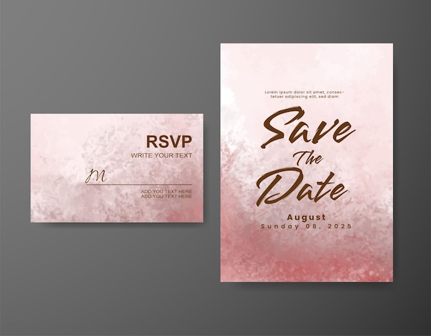 wedding invitation with abstract watercolor background