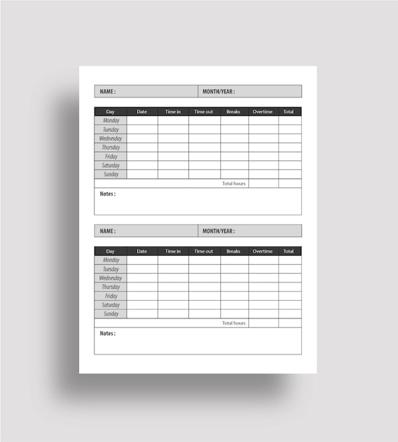 Weekly time sheet logbook low content kdp interior design