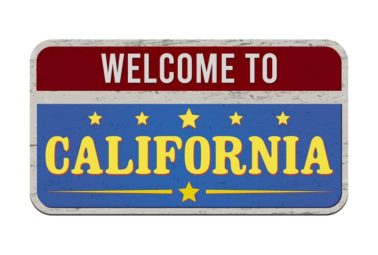 Welcome To California Message On Rusty Plate