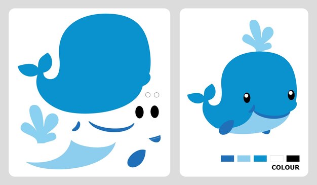 whale patterns for applique patchwork and paper crafts in cut and paste puzzle patterns