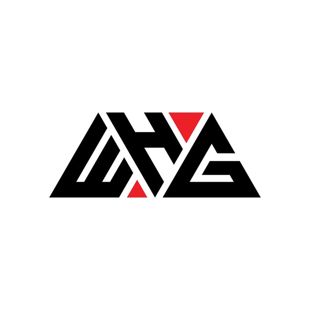 WHG triangle letter logo design with triangle shape WHG triangle logo design monogram WHG triangle vector logo template with red color WHG triangular logo Simple Elegant and Luxurious Logo WHG