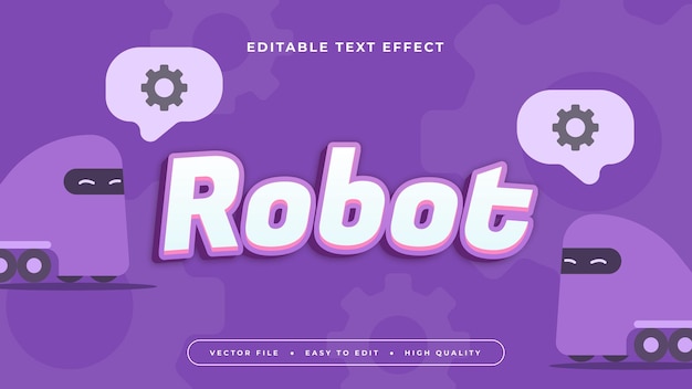 white and purple violet robot 3d editable text effect font style