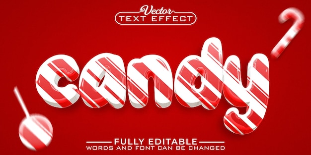 White and Red Festival Candy Vector Editable Text Effect Template