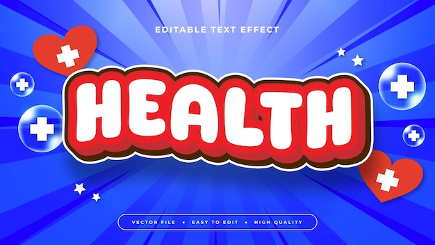White blue and red health 3d editable text effect font style