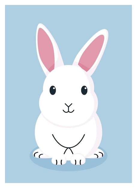 White bunny on a blue background
