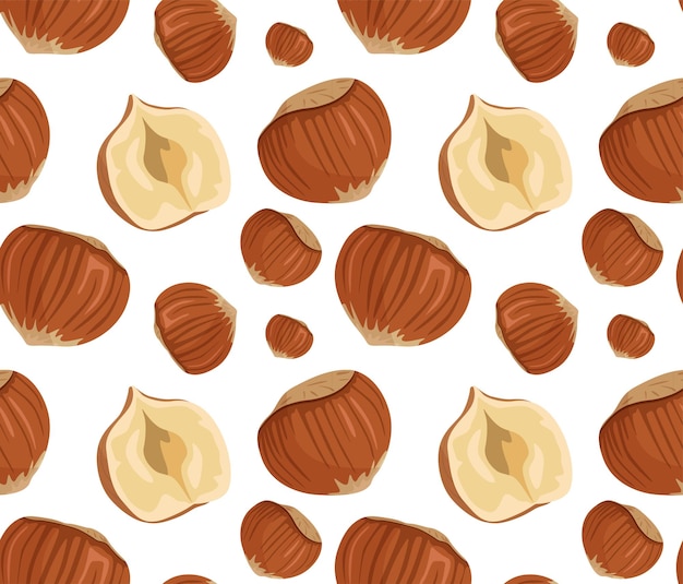 Whole and halved hazelnuts