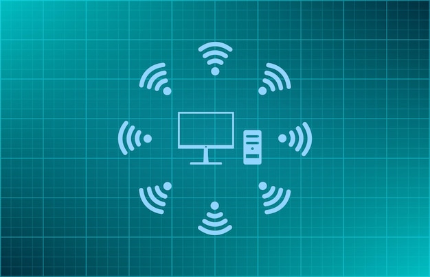 Wifi access symbol Vector illustration on blue background Eps 10