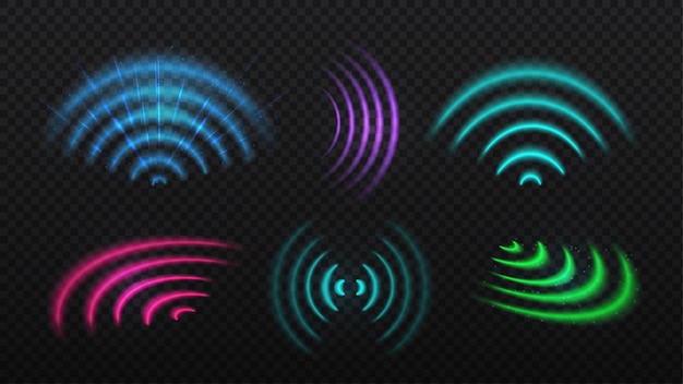 wifi light effect set circular wave effect radial sonar radar internet and wireless connection