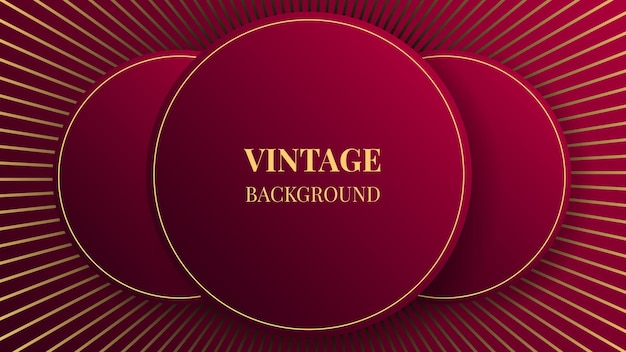 Wine red gradient abstract background with three gold rounds and concentric lines Shiny poster