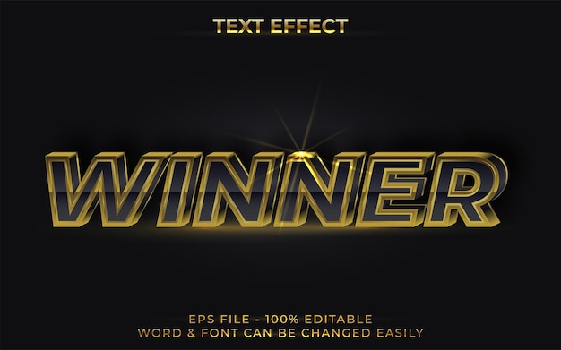 Winner text effect black gold style Editable text effect