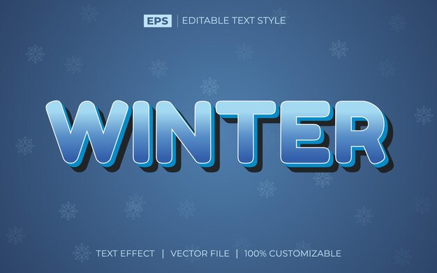 winter 3d editable text effect premium eps with background