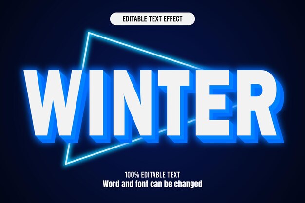 Winter editable text effect 3d emboss neon