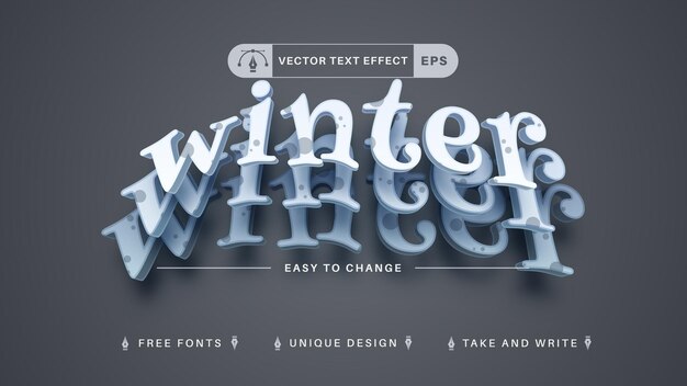 winter layers 2023 editable text effect,  font style