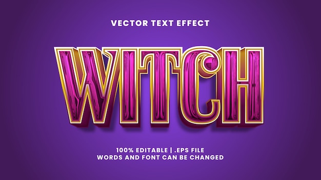 witch 3d editable text effect in modern and shiny text style