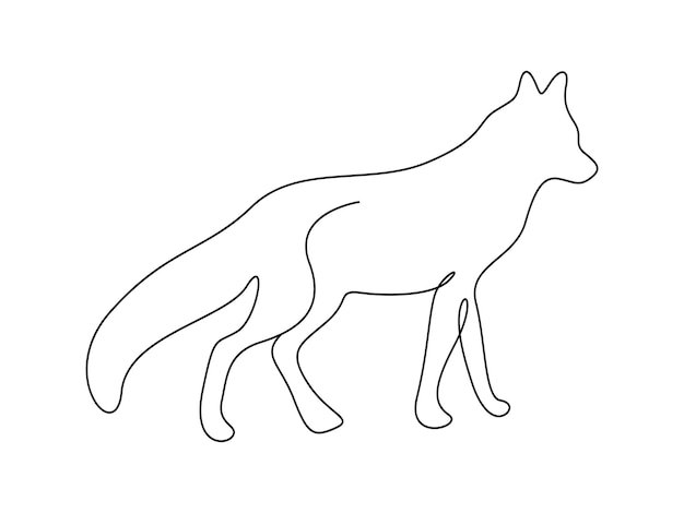 Wolf in one continuous line drawing vector illustration