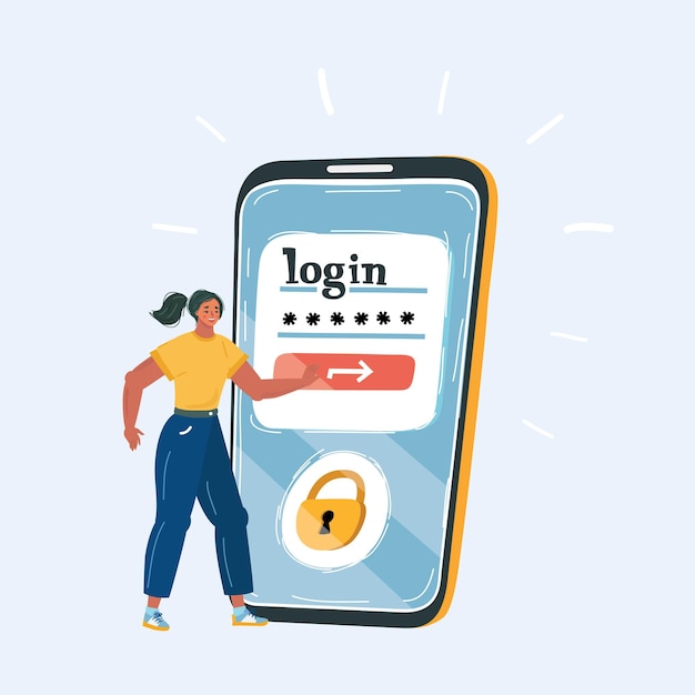 Woman try to login on phone